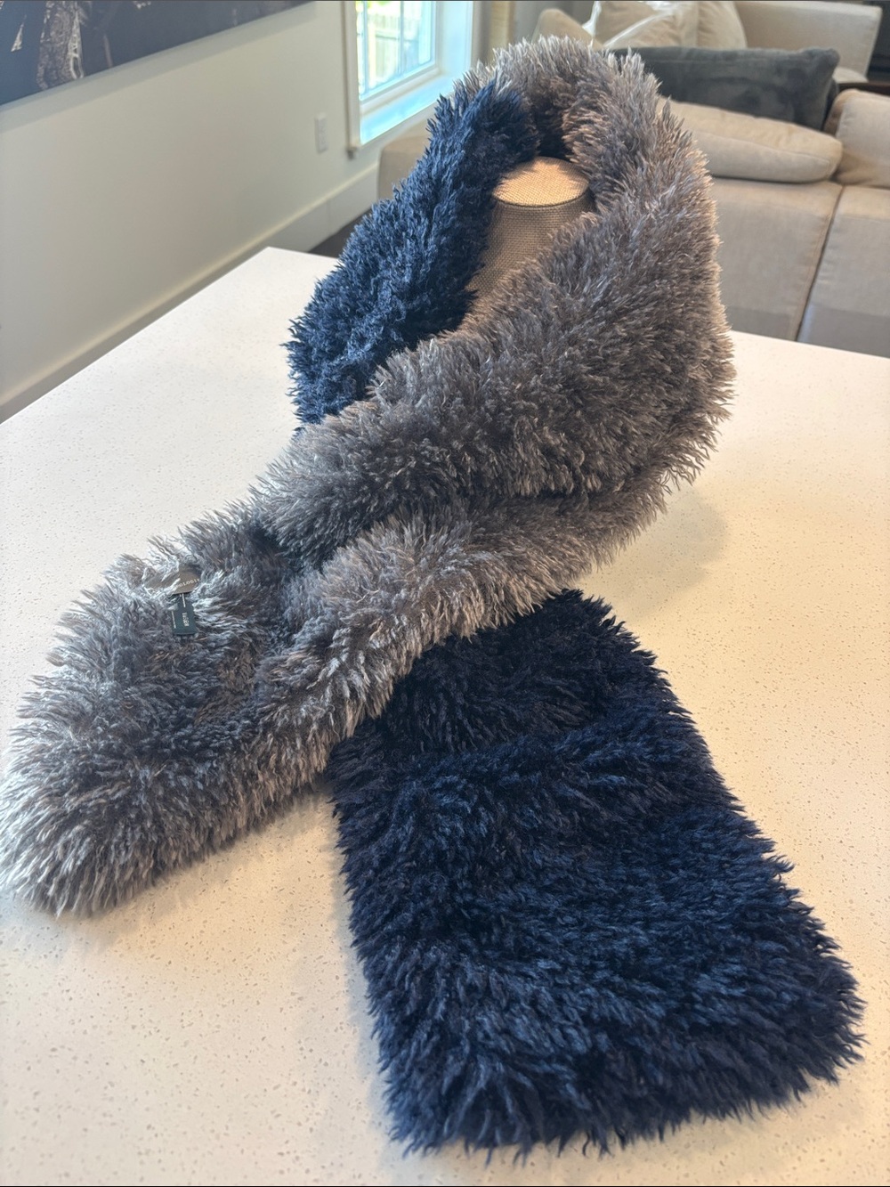 By Anthropologie Shaggy Faux Fur Colorblock Scarf